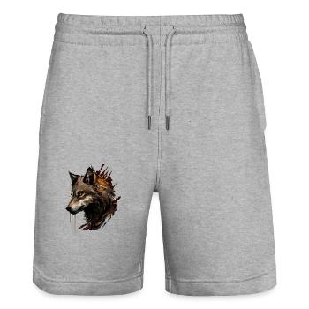 Le loup - Short de jogging bio TRAINER Stanley/Stella unisexe - gris chiné - Devant - Nik (191cm) & Marisol (170cm)