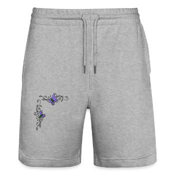 Papillons avec vrilles florales - Short de jogging bio TRAINER Stanley/Stella unisexe - gris chiné - Devant - Nik (191cm) & Marisol (170cm)