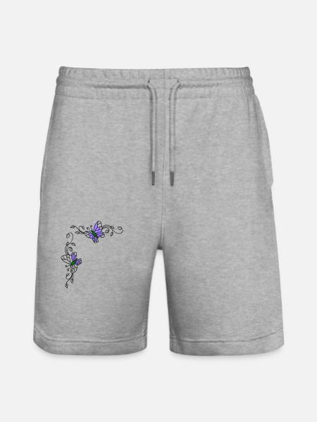 Butterflies with flower tendrils - Stanley/Stella Trainer Unisex Organic Jogging Shorts - heather grey