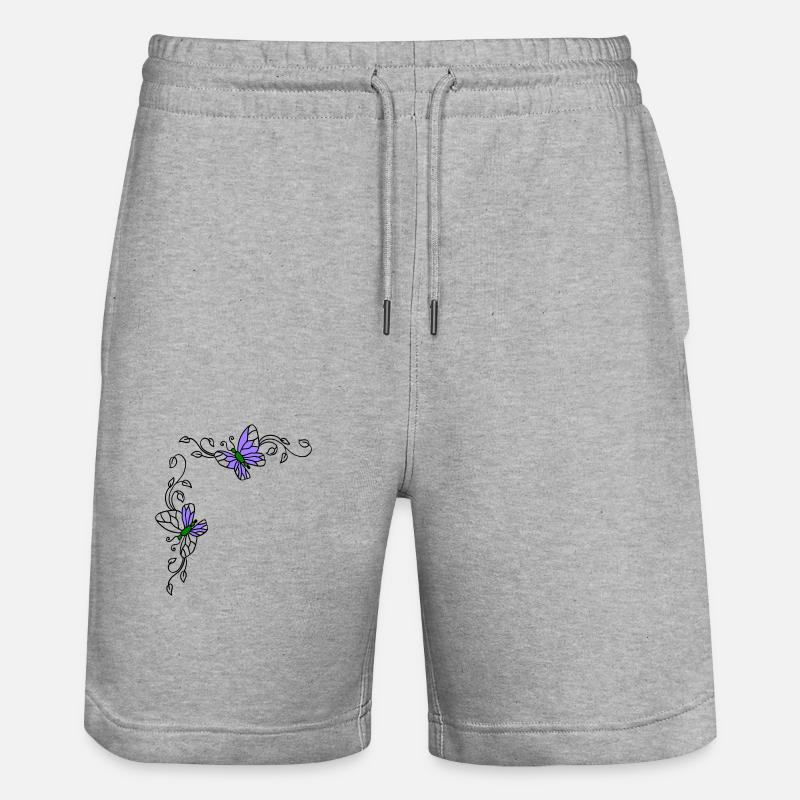 Papillons avec vrilles florales - Short de jogging bio TRAINER Stanley/Stella unisexe - gris chiné