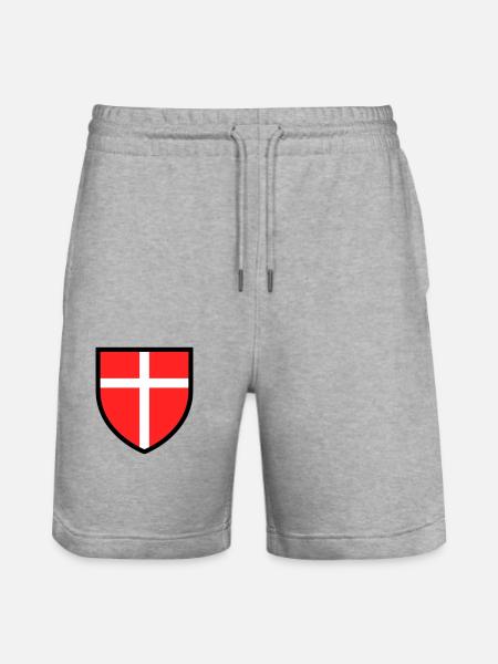 Blason croix blanche sur fond rouge - Short de jogging bio TRAINER Stanley/Stella unisexe - gris chiné