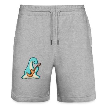 hugadino Dino spielt Gitarre, süßer Dinosaurier - Stanley/Stella Unisex Bio Joggingshorts Trainer  - Grau meliert - Vorne - Nik (191cm) & Marisol (170cm)