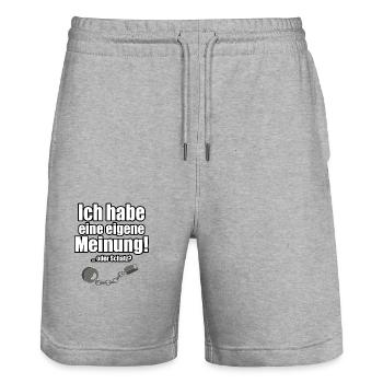 Ich habe eine eigene Meinung! - Stanley/Stella Unisex Bio Joggingshorts Trainer  - Grau meliert - Vorne - Nik (191cm) & Marisol (170cm)