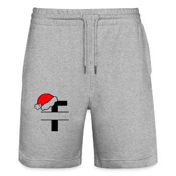 Christmas Alphabet Letter T to Personalise - Stanley/Stella Trainer Unisex Organic Jogging Shorts - heather grey - Front - Nik (191cm) & Marisol (170cm)