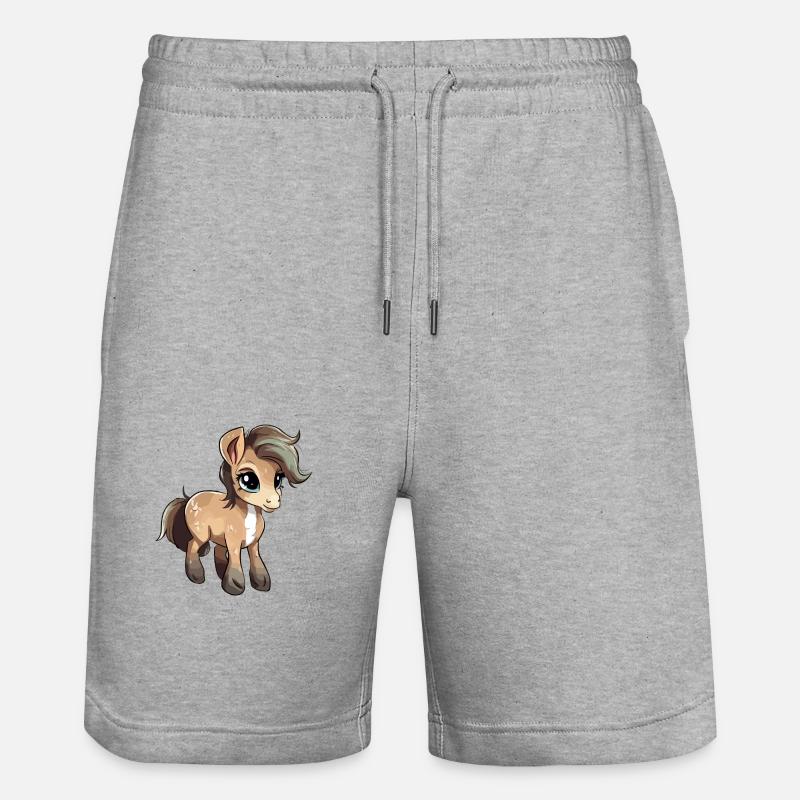 Komo le bébé cheval - Short de jogging bio TRAINER Stanley/Stella unisexe - gris chiné