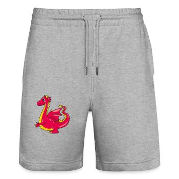 Dragon mignon caricatural - Short de jogging bio TRAINER Stanley/Stella unisexe - gris chiné - Devant - Nik (191cm) & Marisol (170cm)