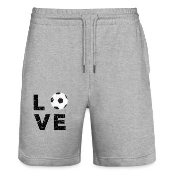 Football Love - Stanley/Stella Trainer Unisex Organic Jogging Shorts - heather grey - Front - Nik (191cm) & Marisol (170cm)