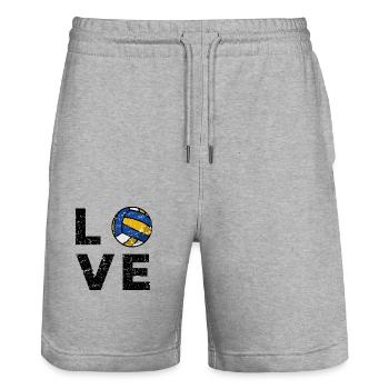 Liebe Volleyball - Stanley/Stella Unisex Bio Joggingshorts Trainer  - Grau meliert - Vorne - Nik (191cm) & Marisol (170cm)