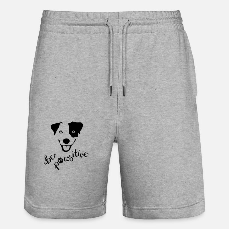Chien joyeux « be pawsitive » - Short de jogging bio TRAINER Stanley/Stella unisexe - gris chiné