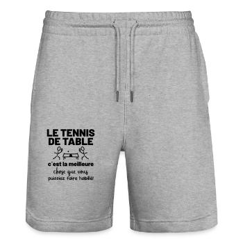 Le tennis de table - Short de jogging bio TRAINER Stanley/Stella unisexe - gris chiné - Devant - Nik (191cm) & Marisol (170cm)