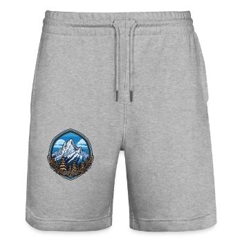 Berge Symbol Landschaft Wappen - Stanley/Stella Unisex Bio Joggingshorts Trainer  - Grau meliert - Vorne - Nik (191cm) & Marisol (170cm)