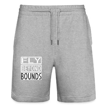 present birthday present imaginative minds - Stanley/Stella Trainer Unisex Organic Jogging Shorts - heather grey - Front - Nik (191cm) & Marisol (170cm)
