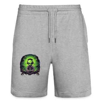 Cadeau extraterrestre Gamer Gamer, Créature extraterrestre - Short de jogging bio TRAINER Stanley/Stella unisexe - gris chiné - Devant - Nik (191cm) & Marisol (170cm)