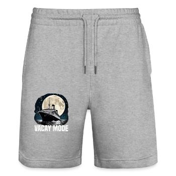 Vacay Mode Cruise Ship Vacation Group Matching - Stanley/Stella Trainer Unisex Organic Jogging Shorts - heather grey - Front - Nik (191cm) & Marisol (170cm)