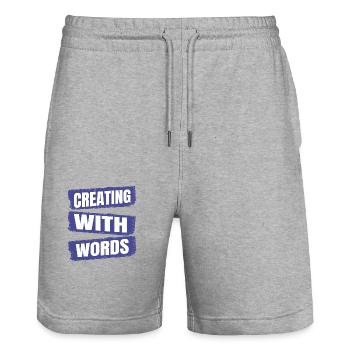 fun birthday present idea fostering creativity - Stanley/Stella Trainer Unisex Organic Jogging Shorts - heather grey - Front - Nik (191cm) & Marisol (170cm)