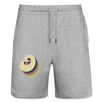 Lettre o rétro - Short de jogging bio TRAINER Stanley/Stella unisexe - gris chiné - Devant - Nik (191cm) & Marisol (170cm)