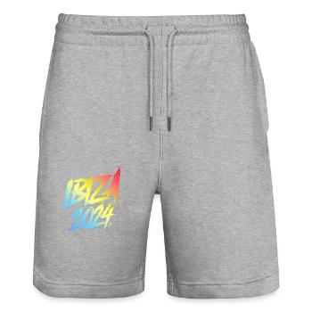 Ibiza 2024 Colorful Holiday Team - Stanley/Stella Trainer Unisex Organic Jogging Shorts - heather grey - Front - Nik (191cm) & Marisol (170cm)
