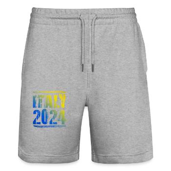 Italy 2024 Colorful Holidays - Stanley/Stella Trainer Unisex Organic Jogging Shorts - heather grey - Front - Nik (191cm) & Marisol (170cm)