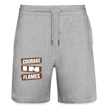awesome fire station funny quote acts of courage - Stanley/Stella Trainer Unisex Organic Jogging Shorts - heather grey - Front - Nik (191cm) & Marisol (170cm)