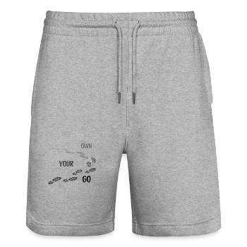 Go Your Way Saying with Graphics - Stanley/Stella Trainer Unisex Organic Jogging Shorts - heather grey - Front - Nik (191cm) & Marisol (170cm)