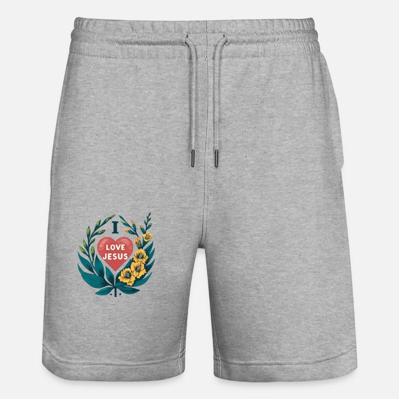 J’aime Jésus - Short de jogging bio TRAINER Stanley/Stella unisexe - gris chiné