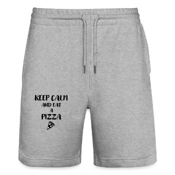 Bleiben Sie ruhig und essen Sie eine Pizza - Stanley/Stella Unisex Bio Joggingshorts Trainer  - Grau meliert - Vorne - Nik (191cm) & Marisol (170cm)