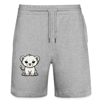 Lionceau - Short de jogging bio TRAINER Stanley/Stella unisexe - gris chiné - Devant - Nik (191cm) & Marisol (170cm)