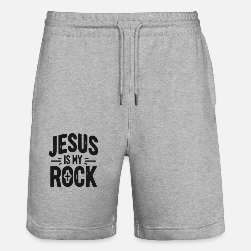 Jésus est mon rocher - Short de jogging bio TRAINER Stanley/Stella unisexe - gris chiné