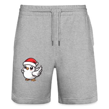 Dove Bird Christmas - Stanley/Stella Trainer Unisex Organic Jogging Shorts - heather grey - Front - Nik (191cm) & Marisol (170cm)