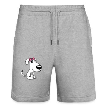 Hund Sitzt Kleine Hübsche Dame Schleife Weiblich - Stanley/Stella Unisex Bio Joggingshorts Trainer  - Grau meliert - Vorne - Nik (191cm) & Marisol (170cm)