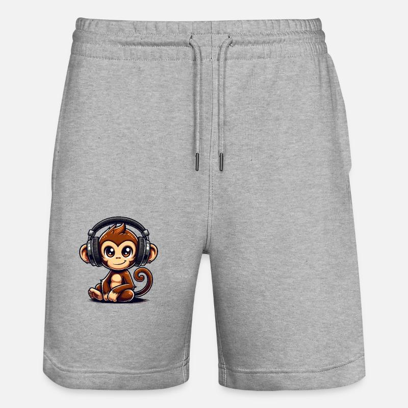 affe comic musik - Stanley/Stella Unisex Bio Joggingshorts Trainer  - Grau meliert