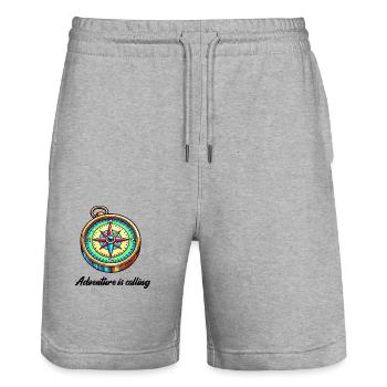 Boussole Aventure - Short de jogging bio TRAINER Stanley/Stella unisexe - gris chiné - Devant - Nik (191cm) & Marisol (170cm)