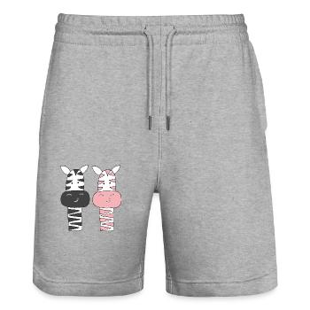 zebra mr und mrs - Stanley/Stella Unisex Bio Joggingshorts Trainer  - Grau meliert - Vorne - Nik (191cm) & Marisol (170cm)
