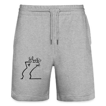 the line - Stanley/Stella Trainer Unisex Organic Jogging Shorts - heather grey - Front - Nik (191cm) & Marisol (170cm)