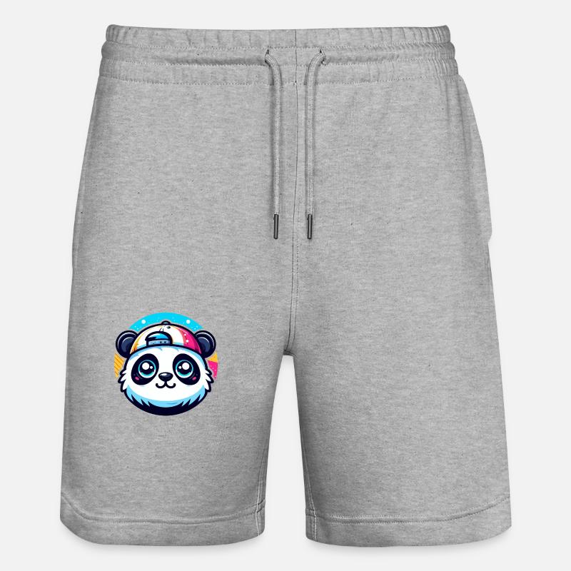Panda Kawaii avec casquette - Short de jogging bio TRAINER Stanley/Stella unisexe - gris chiné