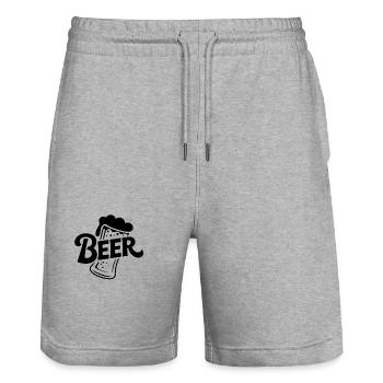 Bière - T-shirt logo de bière drôle - Short de jogging bio TRAINER Stanley/Stella unisexe - gris chiné - Devant - Nik (191cm) & Marisol (170cm)