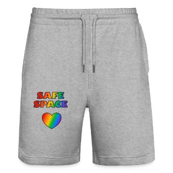 LGBT Safe Space Regenbogenherz - Stanley/Stella Unisex Bio Joggingshorts Trainer  - Grau meliert - Vorne - Nik (191cm) & Marisol (170cm)