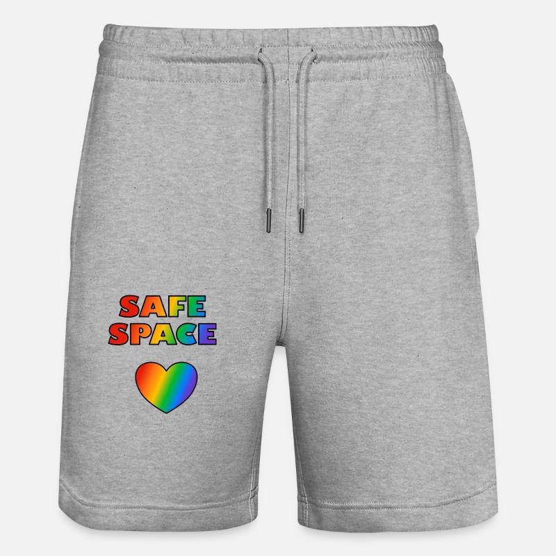 LGBT Safe Space Regenbogenherz - Stanley/Stella Unisex Bio Joggingshorts Trainer  - Grau meliert