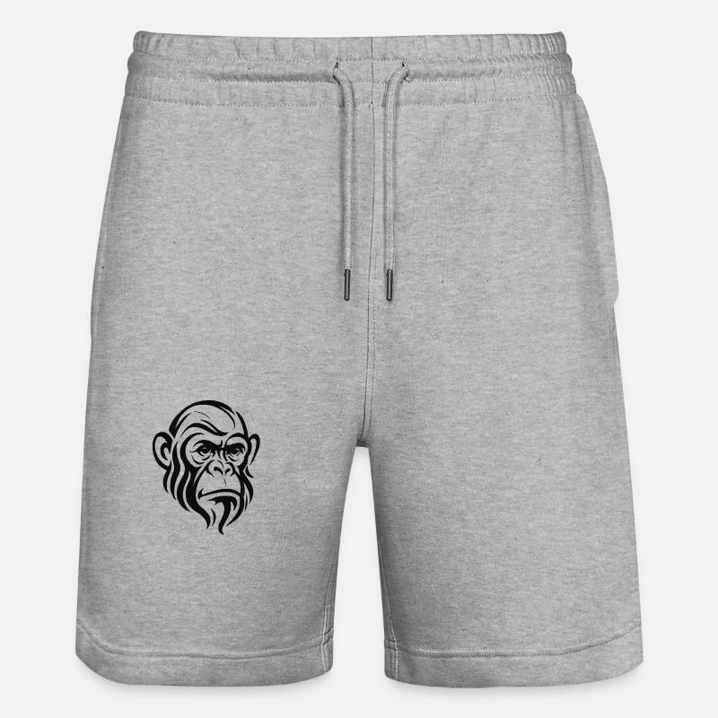 Visage de chimpanzé - Short de jogging bio TRAINER Stanley/Stella unisexe - gris chiné