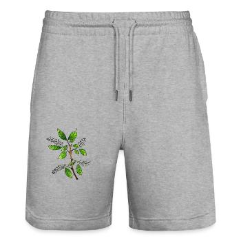 Blumen - Stanley/Stella Unisex Bio Joggingshorts Trainer  - Grau meliert - Vorne - Nik (191cm) & Marisol (170cm)