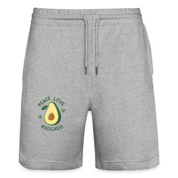Peace, love and avocado - Stanley/Stella Trainer Unisex Organic Jogging Shorts - heather grey - Front - Nik (191cm) & Marisol (170cm)
