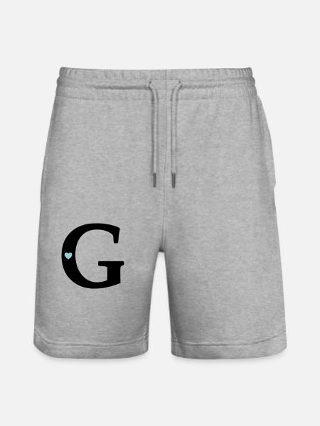 point G Initial letter - Stanley/Stella Trainer Unisex Organic Jogging Shorts - heather grey