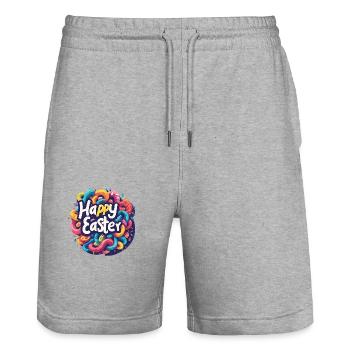 Frohe Ostern Bunte Eierjagd Osterkorb für Kinder - Stanley/Stella Unisex Bio Joggingshorts Trainer  - Grau meliert - Vorne - Nik (191cm) & Marisol (170cm)