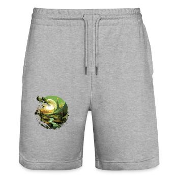 Von der Natur inspirierte landschaftliche Kunst - Stanley/Stella Unisex Bio Joggingshorts Trainer  - Grau meliert - Vorne - Nik (191cm) & Marisol (170cm)