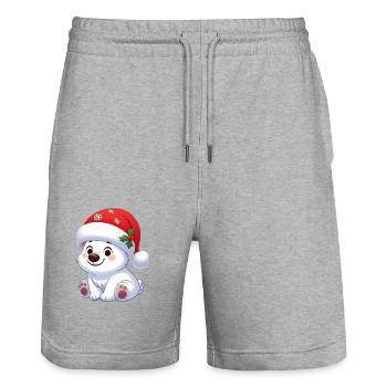 polar bear 13 - Short de jogging bio TRAINER Stanley/Stella unisexe - gris chiné - Devant - Nik (191cm) & Marisol (170cm)