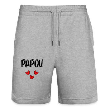 PAPUAN. DAD. FATHER'S DAY. HAPPY DADDY'S DAY - Stanley/Stella Trainer Unisex Organic Jogging Shorts - heather grey - Front - Nik (191cm) & Marisol (170cm)