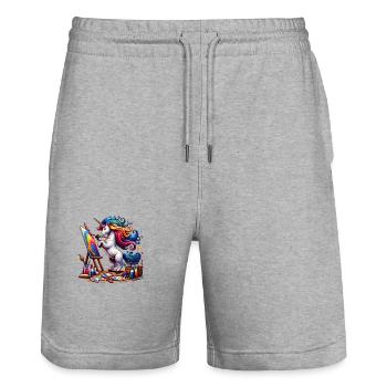 Maler Einhorn Kunst für einen Frauen, Mädchen und - Stanley/Stella Unisex Bio Joggingshorts Trainer  - Grau meliert - Vorne - Nik (191cm) & Marisol (170cm)