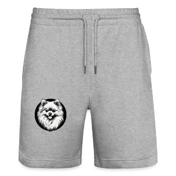 Zwergspitz Hund Hunderasse Pomeranian - Stanley/Stella Unisex Bio Joggingshorts Trainer  - Grau meliert - Vorne - Nik (191cm) & Marisol (170cm)