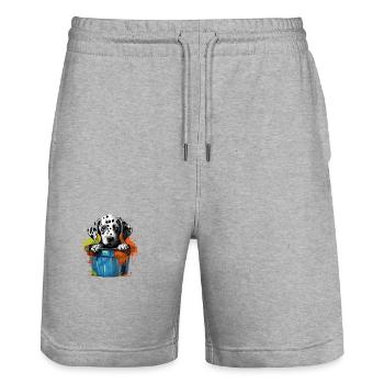 Dalmatiner Niedlicher Hund Farbeimer - Stanley/Stella Unisex Bio Joggingshorts Trainer  - Grau meliert - Vorne - Nik (191cm) & Marisol (170cm)