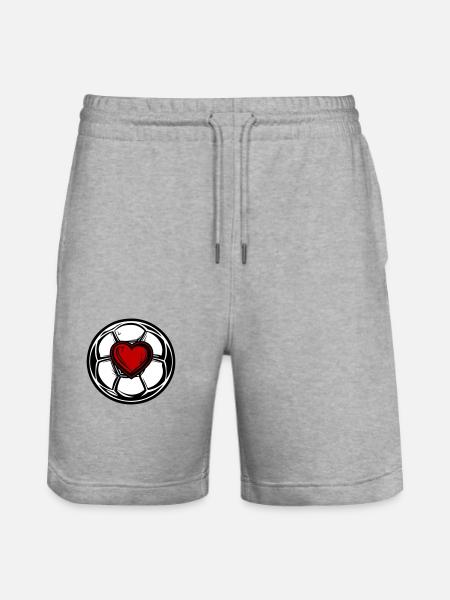 Soccer Heart Icon - Stanley/Stella Trainer Unisex Organic Jogging Shorts - heather grey